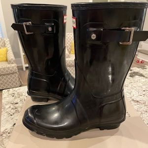 Womens Hunter Original Short Glossy Boots Size 8